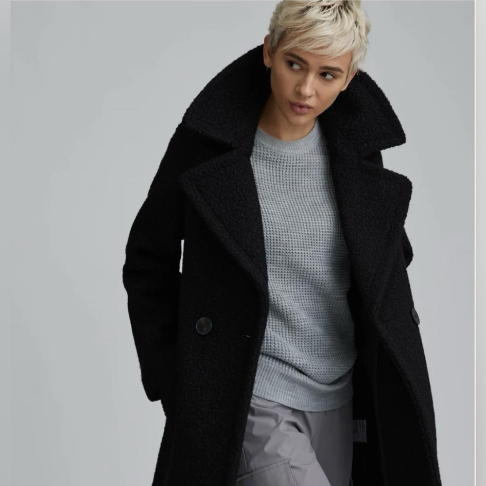 Ralph Lauren Black Label Classic Black Double Breasted Teddy Coat